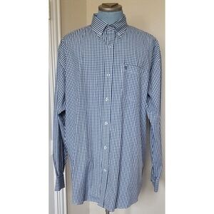 Rafter C Men's Blue & White Check Long Sleeve Button Down Shirt Sz XXL